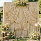 30ftx12ft Champagne Backdrop Curtains for Parties, Wrinkle Free Polyester Photo Backdrop Drapes 6 Panels 12 ft