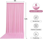 30ftx12ft Pink Backdrop Curtains for Parties, Wrinkle Free Polyester Pink Photo Backdrop Drapes 6 Panels 12 ft, alternate