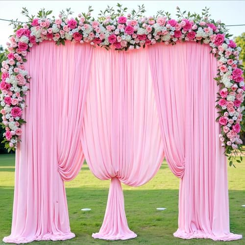 30ftx12ft Pink Backdrop Curtains for Parties, Wrinkle Free Polyester Pink Photo Backdrop Drapes 6 Panels 12 ft, alternate