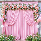 30ftx12ft Pink Backdrop Curtains for Parties, Wrinkle Free Polyester Pink Photo Backdrop Drapes 6 Panels 12 ft, alternate