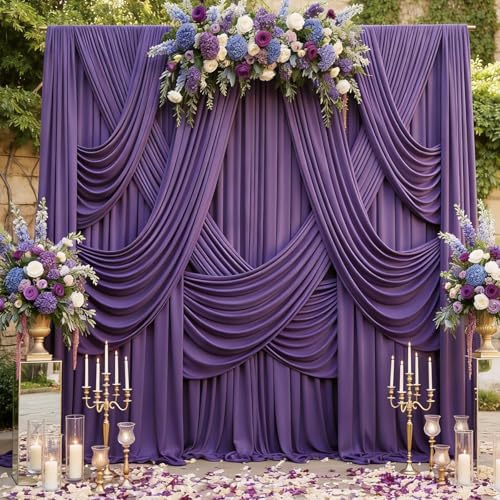 30ftx12ft Purple Backdrop Curtains for Parties, Wrinkle Free Polyester Photo Backdrop Drapes 6 Panels 12 ft Long