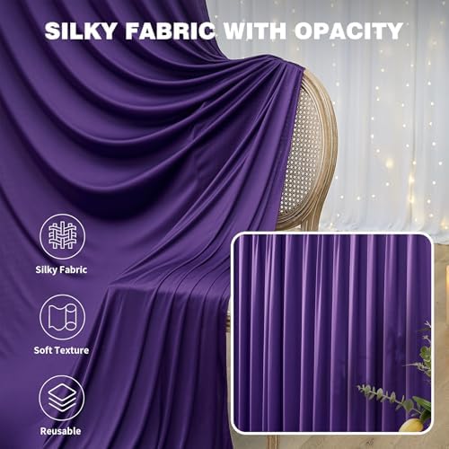 30ftx12ft Purple Backdrop Curtains for Parties, Wrinkle Free Polyester Photo Backdrop Drapes 6 Panels 12 ft Long, alternate