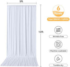 30ftx12ft White Backdrop Curtains for Wedding Parties, Wrinkle Free 6 Panels Silky Polyester 12 ft Long Photo, alternate view