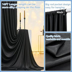 30FTx14FT Black Backdrop Curtains for Wedding Party, Birthday and Halloween in W5' x H14'(6 panels) in black, alternate view