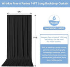 30FTx14FT Black Backdrop Curtains for Wedding Party, Birthday and Halloween in W5' x H14'(6 panels) in black, alternate view