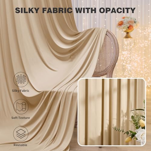 30ftx15ft Champagne Backdrop Curtains for Parties, Wrinkle Free Polyester Photo Backdrop Drapes 6 Panels 15 ft, alternate
