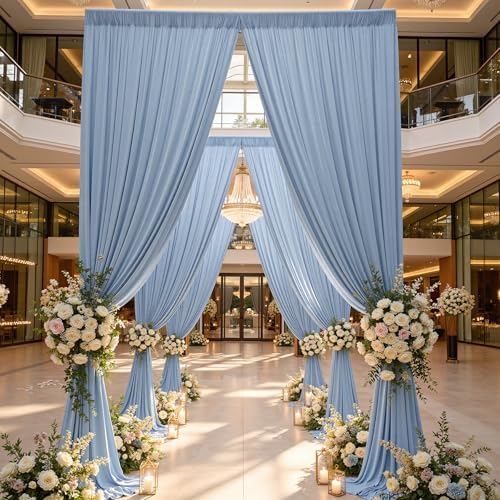30ftx15ft Dusty Blue Backdrop Curtains for Parties, Wrinkle Free Polyester Photo Backdrop Drapes 6 Panels 15 ft, alternate
