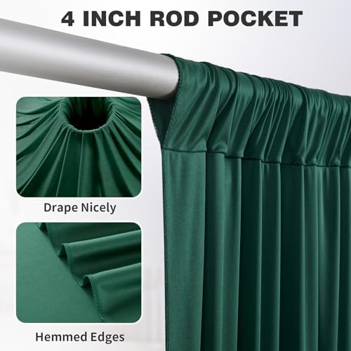 30ftx15ft Hunter Green Backdrop Curtains for Parties, Wrinkle Free Polyester Hunter Green Photo Backdrop Drapes, alternate