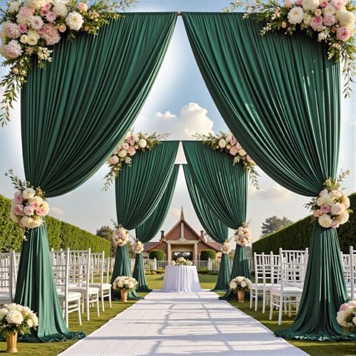 30ftx15ft Hunter Green Backdrop Curtains for Parties, Wrinkle Free Polyester Hunter Green Photo Backdrop Drapes, alternate