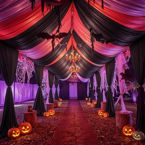 30ftx40ft Black Ceiling Curtain for Halloween Parties, alternate view 3