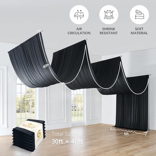 30ftx40ft Black Ceiling Curtain for Halloween Parties, alternate view 6