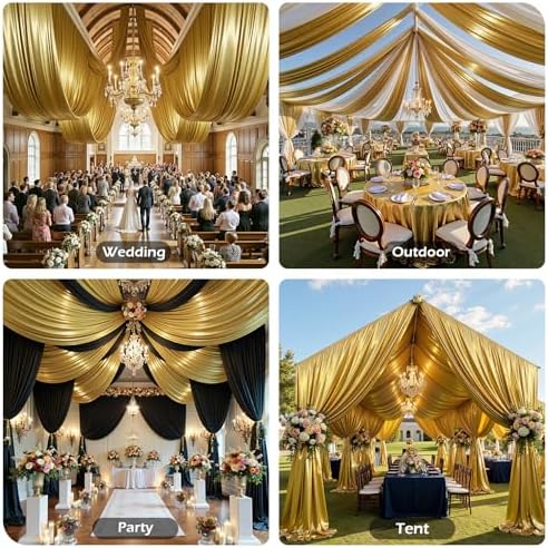 30ftx40ft Gold Ceiling Curtain for Wedding Parties, alternate view 5