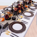 30Guest Black and Gold Plastic Plates - Gold Plastic Silverware With Black Handle Baroque Halloween Black and, alternate view