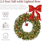 30in Pre-Lit Christmas Wreath w/Berries & Pinecones, Large Artificial Indoor/Outdoor Decor for Door, Mantel, alternate view 5
