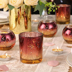 30pcs Assorted Burgundy Votive Candle Holders, Large Mercury Votives in Burgundy and Gold, alternate view 3
