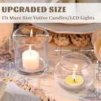 30pcs Assorted Clear Votive Candle Holders Bulk, Large Glass Votives in Clear, alternate view 2