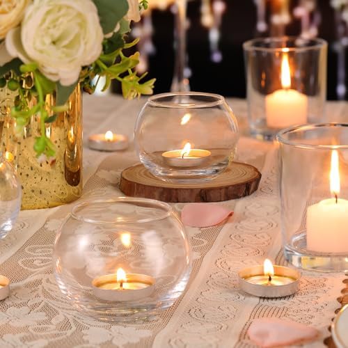 30pcs Assorted Clear Votive Candle Holders Bulk, Large Glass Votives in Clear, alternate view 3