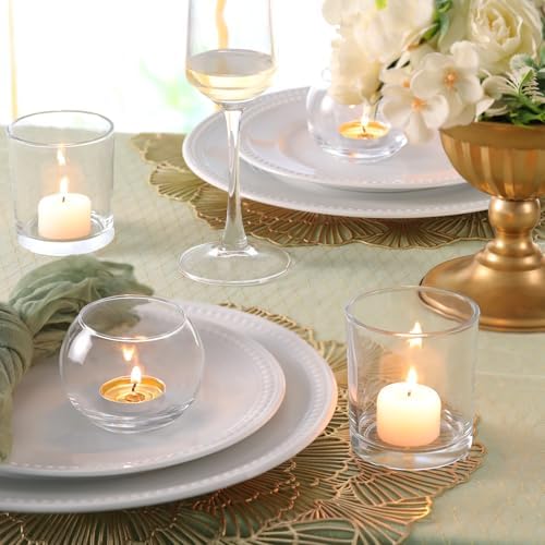 30pcs Assorted Clear Votive Candle Holders Bulk, Large Glass Votives in Clear, alternate view 4