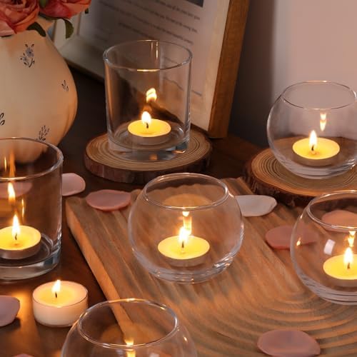 30pcs Assorted Clear Votive Candle Holders Bulk, Large Glass Votives in Clear, alternate view 6