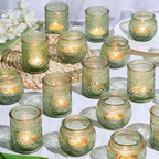 30pcs Assorted Green Votive Candle Holders Bulk, Fall Baby Wedding Shower Decorations, Tealight Candle Holder