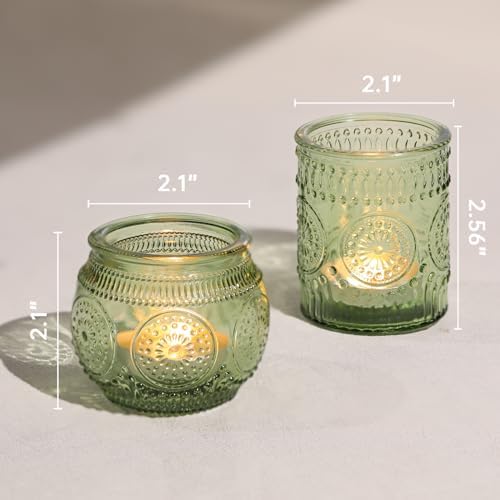 30pcs Assorted Green Votive Candle Holders Bulk, Fall Baby Wedding Shower Decorations, Tealight Candle Holder, alternate view