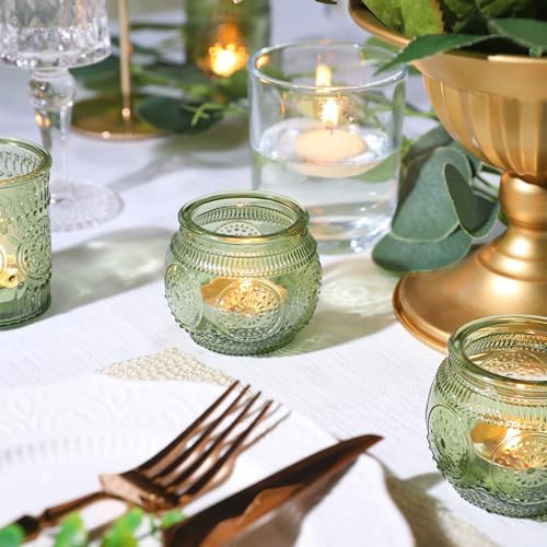 30pcs Assorted Green Votive Candle Holders Bulk, Fall Baby Wedding Shower Decorations, Tealight Candle Holder, alternate view