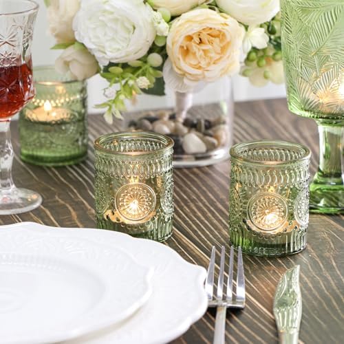 30pcs Assorted Green Votive Candle Holders Bulk, Fall Baby Wedding Shower Decorations, Tealight Candle Holder, alternate view