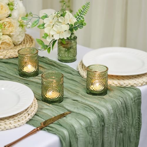 30pcs Assorted Green Votive Candle Holders Bulk, Fall Baby Wedding Shower Decorations, Tealight Candle Holder, alternate view
