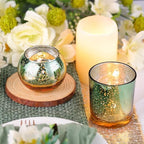 30pcs Assorted Green Votive Candle Holders Bulk, Large Glass Votives in Green and Gold, alternate view 6