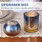 30pcs Assorted Navy Votive Candle Holders Bulk, Large Glass Votives in Navy and Gold, alternate view 3