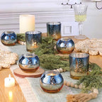 30pcs Assorted Navy Votive Candle Holders Bulk, Large Glass Votives in Navy and Gold, alternate view 6