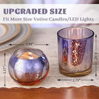 30pcs Assorted Purple Votive Candle Holders, Large Glass Votives in Purple and Gold, alternate view 3