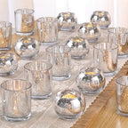30pcs Assorted Silver Votive Candle Holders, Large Table Decorations in Silver