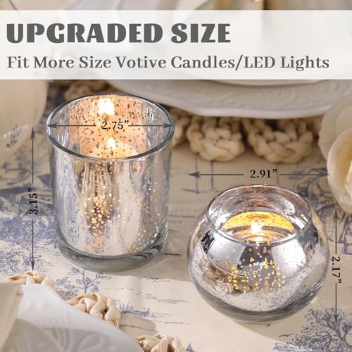 30pcs Assorted Silver Votive Candle Holders, Large Table Decorations in Silver, alternate view 3
