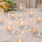 30Pcs Clear Votive Candle Holders, Tealight Candle Holder Glass for Wedding Decorations, Polka Dot Glass Candle