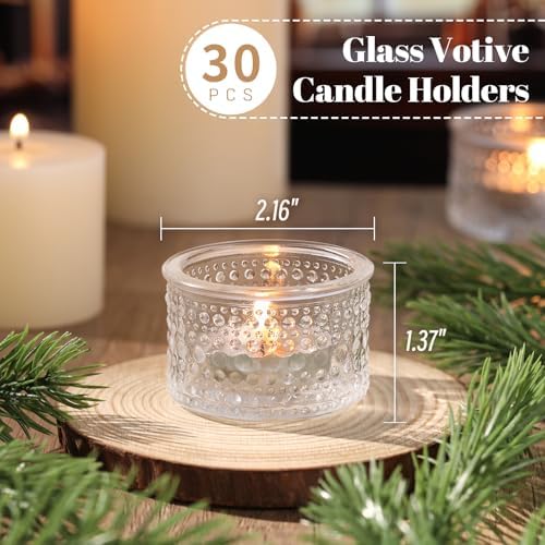 30Pcs Clear Votive Candle Holders, Tealight Candle Holder Glass for Wedding Decorations, Polka Dot Glass Candle, alternate