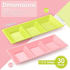 30pcs Pink Green 3 Section Serving Tray 15 x 7 in Plastic in Green, alternate view 2