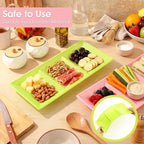 30pcs Pink Green 3 Section Serving Tray 15 x 7 in Plastic in Green, alternate view 3