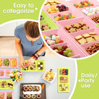 30pcs Pink Green 3 Section Serving Tray 15 x 7 in Plastic in Green, alternate view 6