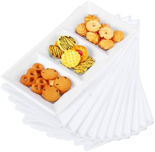30pcs White 3 Section Serving Tray 15 x 7 in Plastic in White