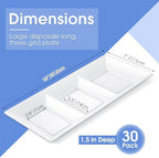 30pcs White 3 Section Serving Tray 15 x 7 in Plastic in White, alternate view 2