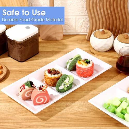 30pcs White 3 Section Serving Tray 15 x 7 in Plastic in White, alternate view 4