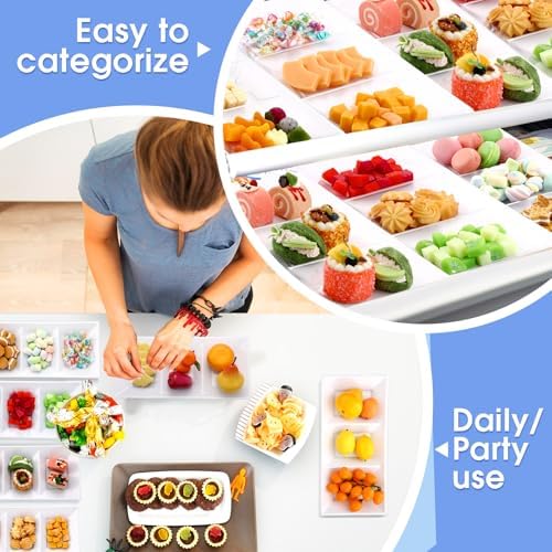 30pcs White 3 Section Serving Tray 15 x 7 in Plastic in White, alternate view 6