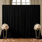 30x10 FT Wrinkle Free Black Backdrop Curtains for Wedding Parties, Soft Polyester Photo Backdrop Curtains with 4