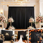 30x10 FT Wrinkle Free Black Backdrop Curtains for Wedding Parties, Soft Polyester Photo Backdrop Curtains with 4, alternate