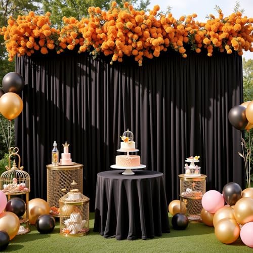30x10 FT Wrinkle Free Black Backdrop Curtains for Wedding Parties, Soft Polyester Photo Backdrop Curtains with 4, alternate