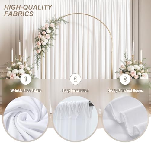 30x10 FT Wrinkle Free White Backdrop Curtains for Wedding Parties, Soft Polyester Photo Backdrop Curtains with 4, alternate