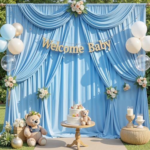 30x10ft Baby Blue Backdrop Curtains for Parties, 6 Panels 5x10ft Wrinkle-Free Polyester Background Curtains for, alternate