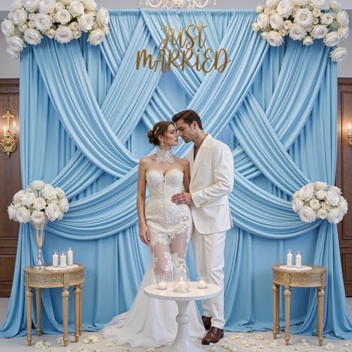 30x10ft Baby Blue Backdrop Curtains for Parties, 6 Panels 5x10ft Wrinkle-Free Polyester Background Curtains for, alternate