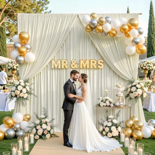 30x10ft Beige Backdrop Curtain for Parties Wrinkle Free Fabric Backdrop Curtain Wedding Photo Backdrop Drapes, alternate view